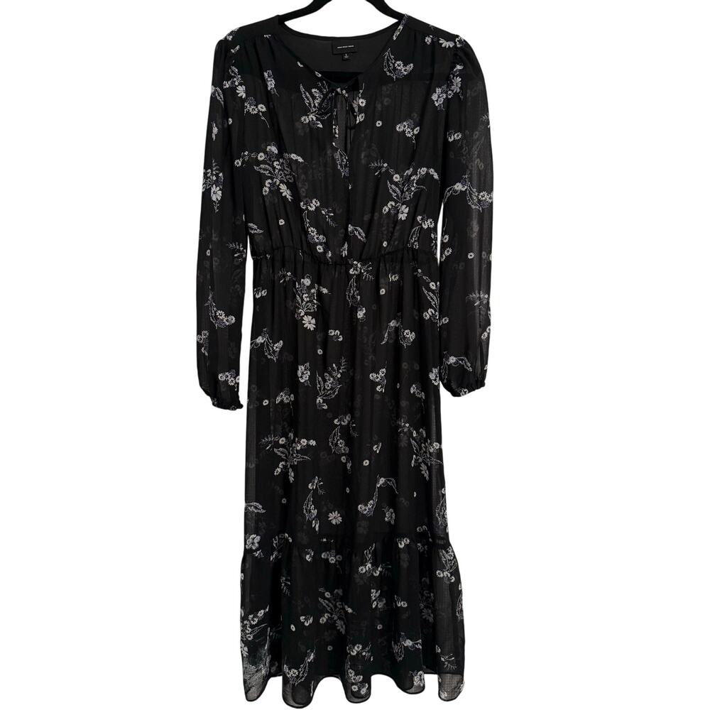 Who What Wear Sheer Floral Tiered Ruffle Midi Dress Women's S Whimsigoth‎ Witchy